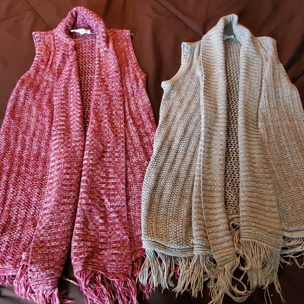 Gray and Maroon sweater cardigan